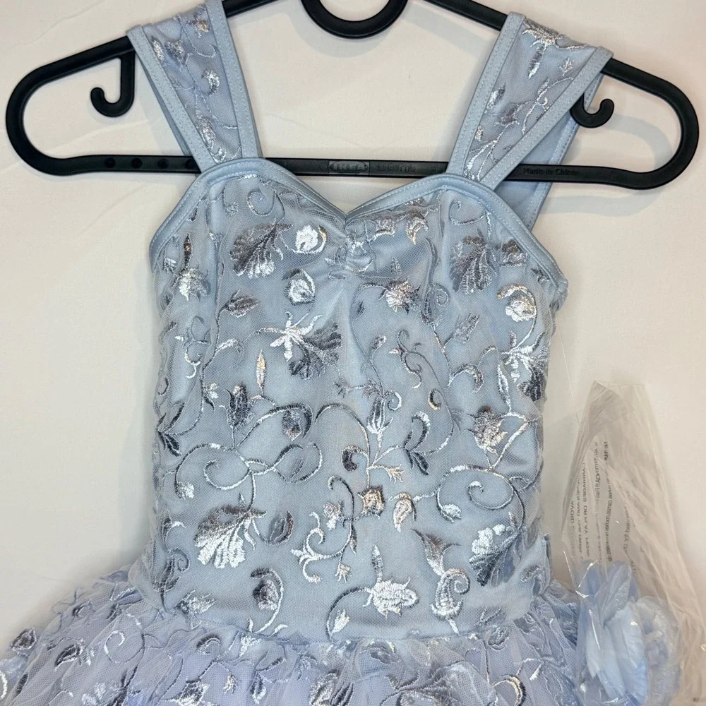 Weissman Kids Light Blue Silver Embroidered Sequin Ballet Tutu Costume SC 64830